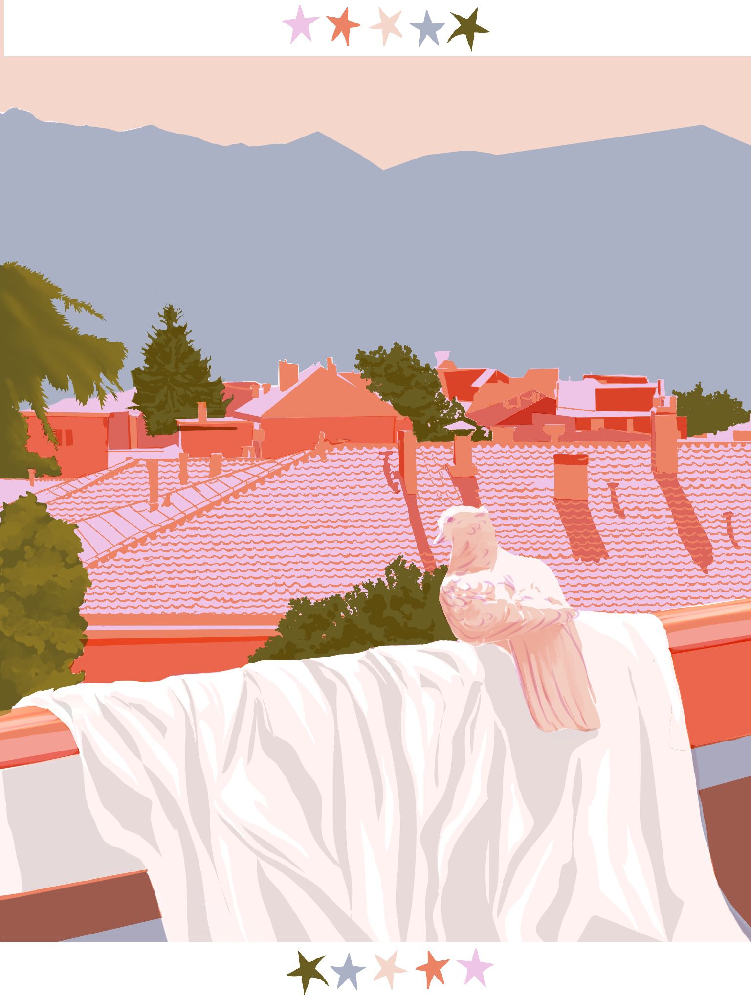 Rooftop digital illustration