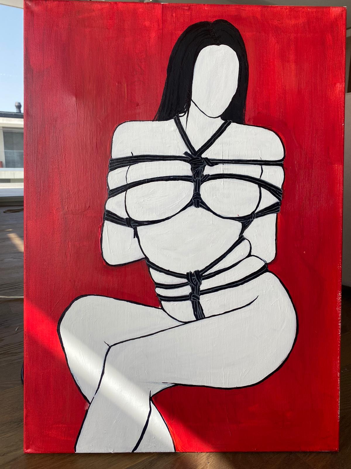 Shibari figure red acrylic