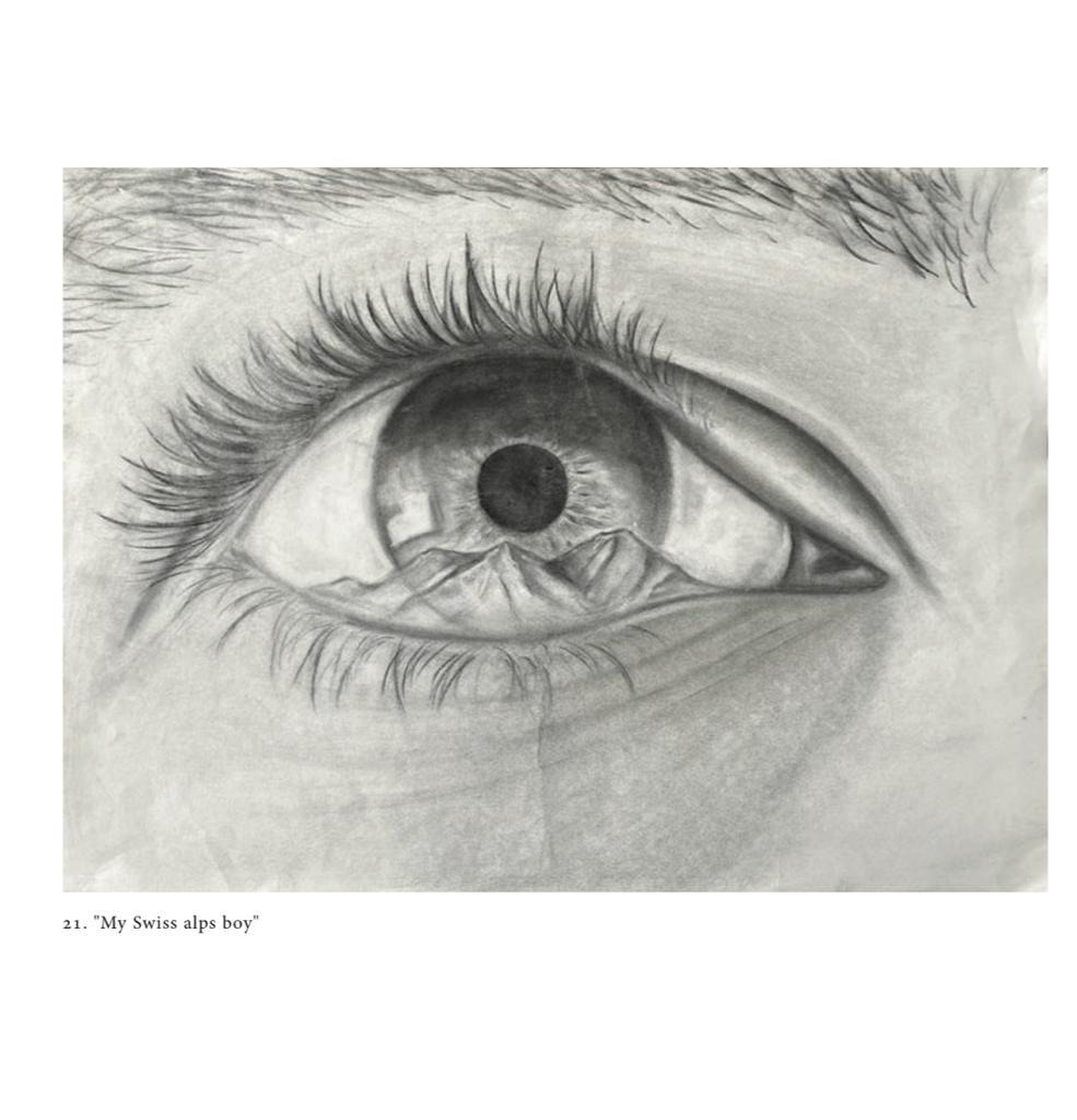 Eye with Alps reflection charcoal